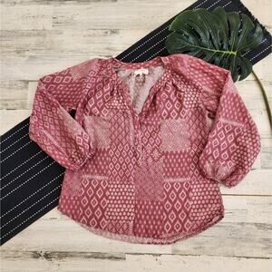 Xirena Stamp Chloe V Neck Popover Blouse Pink Size Small